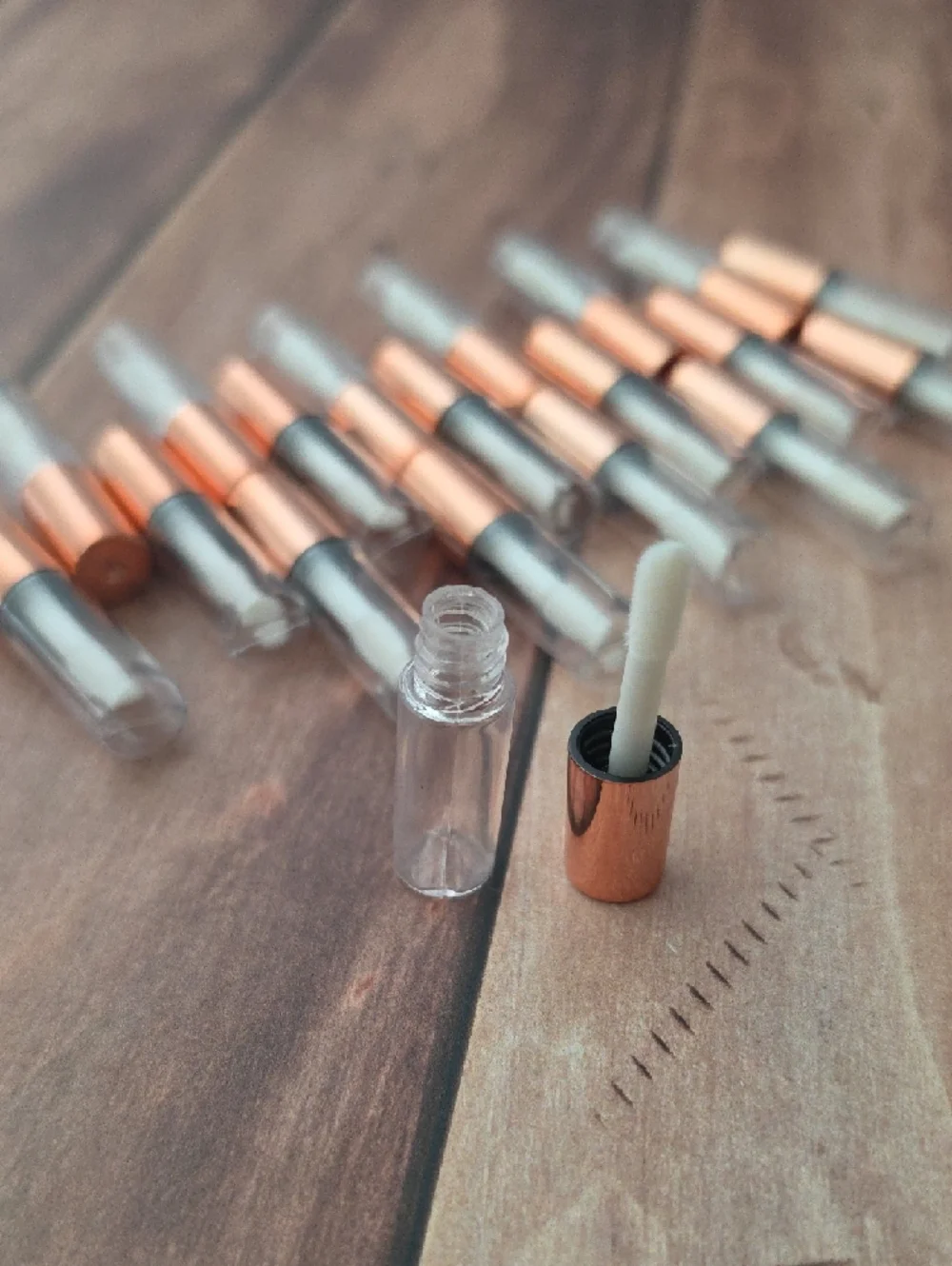 Rose Gold Lip Gloss Tubes - Clear Caps